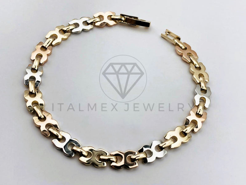 Pulsera de Lujo - 106206 - Pulsera Eslabon X Italiano - Oro Laminado