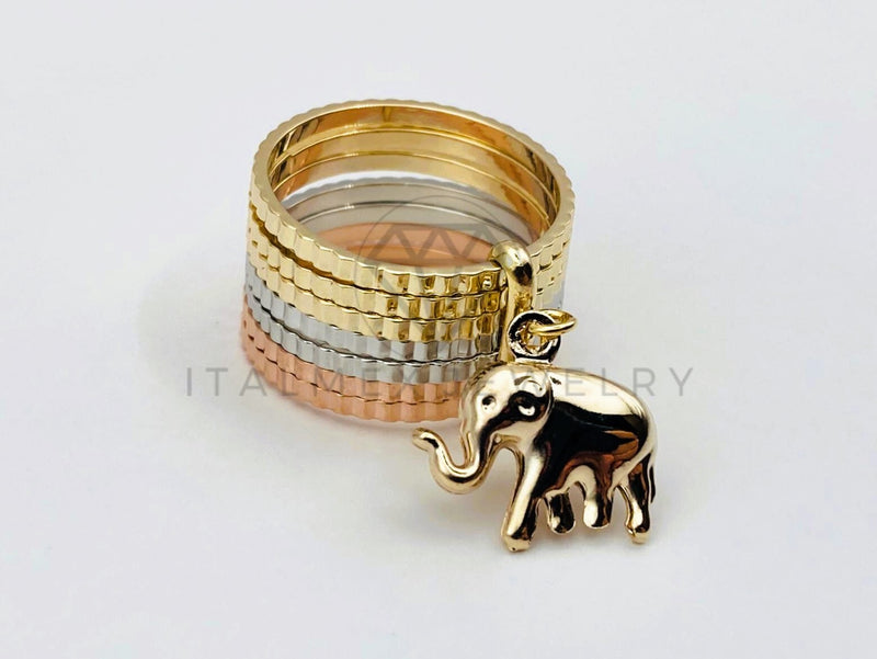 Anillo de Dama - 106107 - Anillo Semanario con Dije De Elefante - Oro Laminado