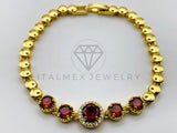 Pulsera de Lujo - 105968 -Pulsera Redonda con Circonia Roja - Oro Laminado