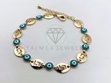 Pulsera de Lujo - 106214 -Pulsera Grecas con Ojo Turco Azul - Oro Laminado