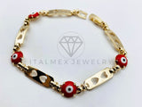 Pulsera de Lujo - 106201 - Pulsera Corazon Ojo Turco Rojo - Oro Laminado