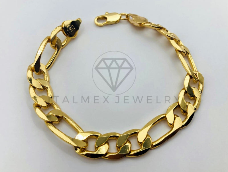 Pulsera de Lujo - 104423 - Diseño Figaro Clasica 10mm/8 Pulgadas - Oro Laminado 18K