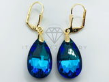 Arete de Lujo - 105775 - Arete Gota y Circonia Azul Tornasol Oro Laminado 18K