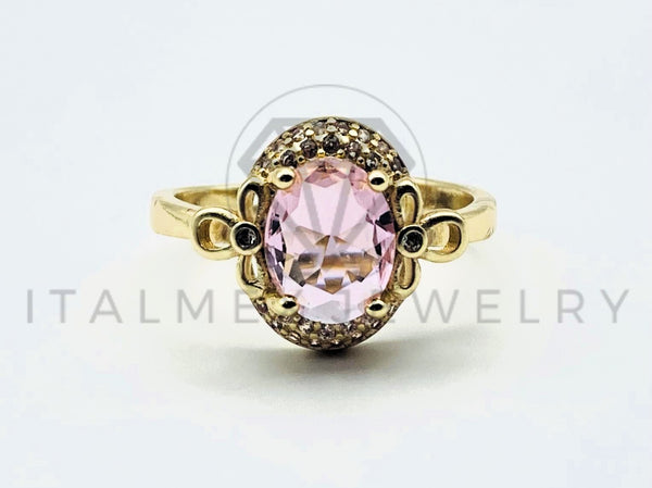 Anillo de Dama - 105556 - Diseño Filigrana Circonia Rosa Oro Laminado 18K