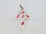 Dije Religioso - 105159 - Dije Cruz Pasta Circonia Rosa Plata .925