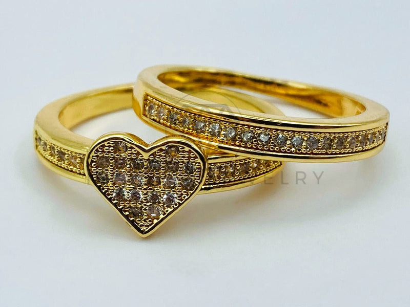 Anillo de Dama - 105761 - Anillo Alianza Corazon Micropave Clara Oro Laminado 18K