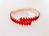 Pulsera de Lujo - 105273 - Aro Diseñador Circonia Roja Oro Laminado 18K