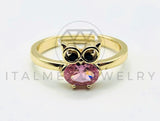 Anillo de Dama - 105554 - Diseño Buho Circonia Rosa Oro Laminado 18K