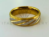 Anillo de Lujo - 105450 - Argolla Rayada Bitono 6mm Oro Laminado 18K