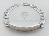 Pulsera de Lujo - Esclava Figaro Placa Lisa 7mm Plata .925