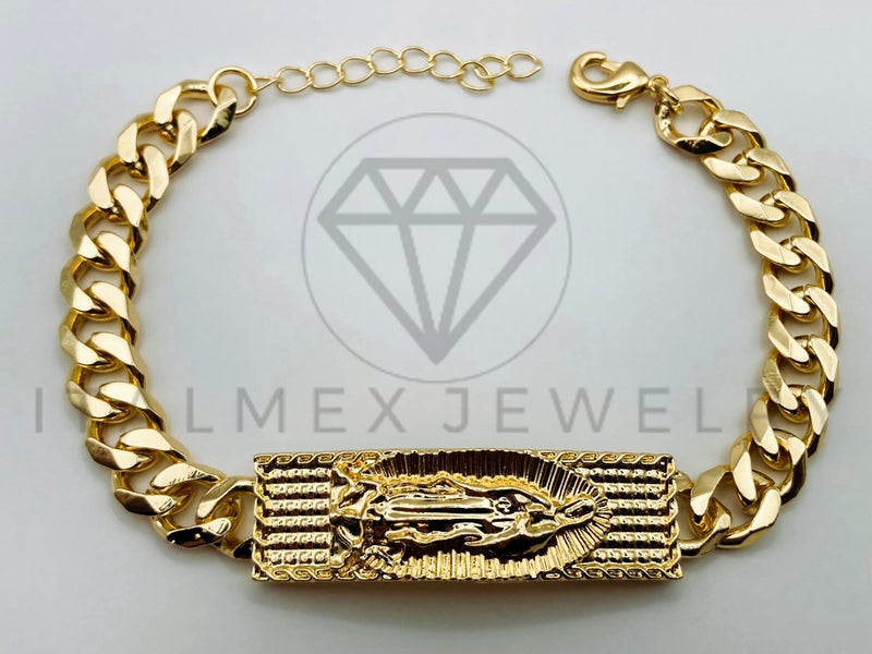 Pulsera de Lujo - 105627 - Esclava Cubana Virgen Guadalupe Oro Laminado 18K