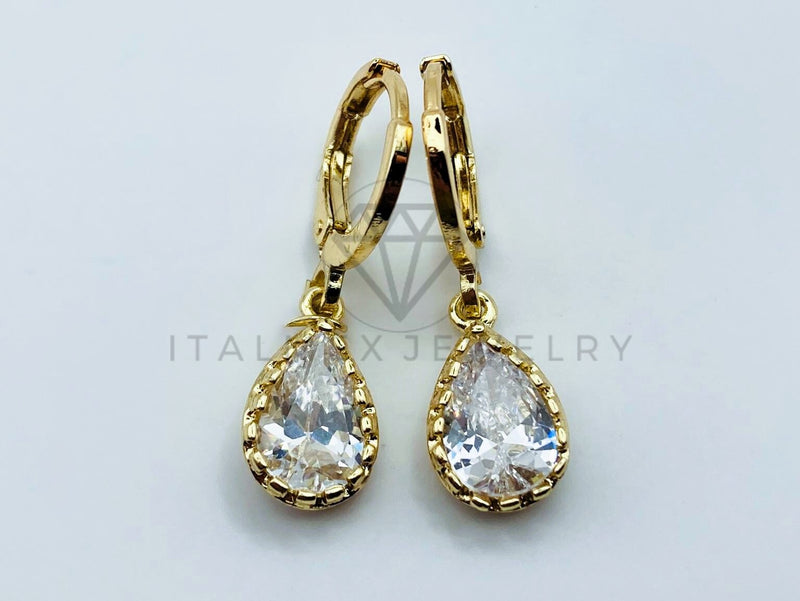 Arete de Lujo - 105791 - Arete Gota Circonia Clara Oro Laminado 18K