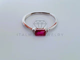 Anillo de Dama - 104713 - Anillo Rectangular Circonia Rosa Plata .925