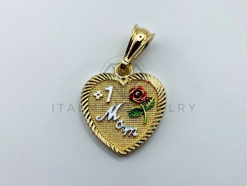 Dije de Lujo - 105729 - Dije Corazon #1 Mom Oro Laminado 18K