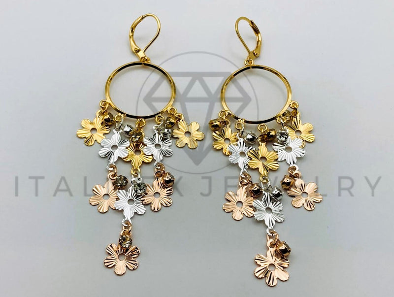 Arete de Lujo - 105531 - Arete de Flores Filigrana Oro Laminado 18K