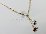 Collar Elegante - 105522 - Collar de Elefante con Bolitas Azucaradas 3 Oros Oro Laminado 18K