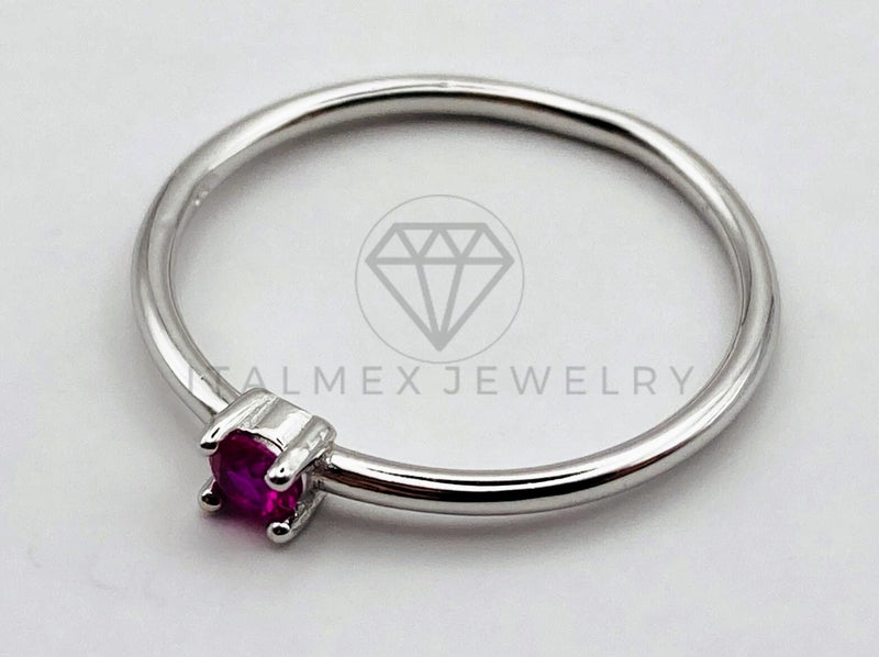 Anillo de Dama - 105483 - Anillo Solitario Circonia Rojo Ruby - Plata .925