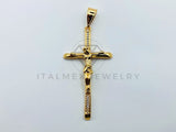 Dije de Lujo - 105710 - Dije Cristo con Circonia Clara Mediano Oro Laminado 18K