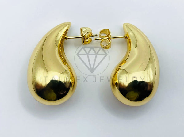 Arete de Lujo - 105787 - Arete Gota Lisa Dorada Oro Laminado 18K