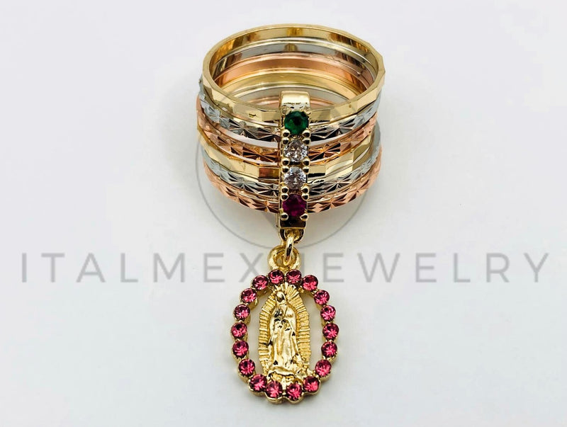 Anillo de Dama - 105594 - Anillo Semanario Virgen Circonia Rosa Oro Laminado 18K