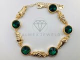 Pulsera de Lujo - 105634 - Pulsera San Judas y Circonia Verde Oro Laminado 18K