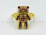 Anillo de Dama - 105578 - Anillo Osito de Peluche Circonia Rosa Oro Laminado 18K