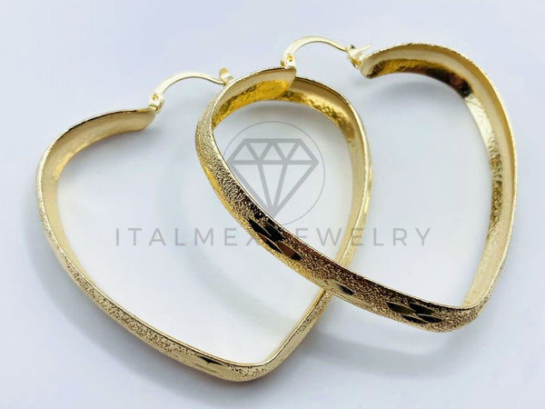 Arete de Lujo - 105770 - Arracada Troquelada Corazon Grande Oro Laminado 18K