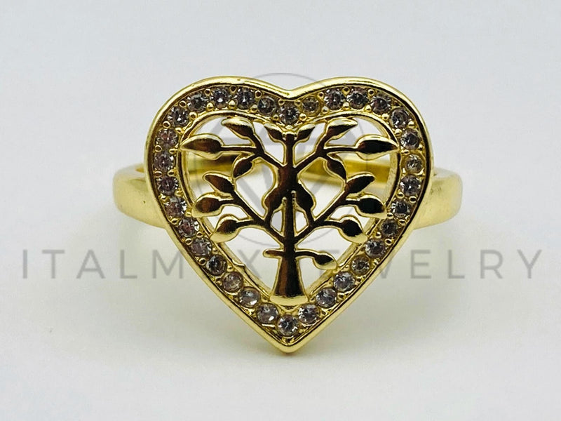 Anillo de Dama - 105576 - Anillo Corazon Arbol de la Vida Oro Laminado 18K