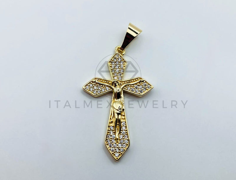 Dije de Lujo - 105724 - Dije Cristo Circonia Clara Oro Laminado 18K