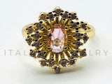 Anillo de Dama - 105561 - Diseño Flor Filigrana Circonia Rosa Oro Laminado 18K