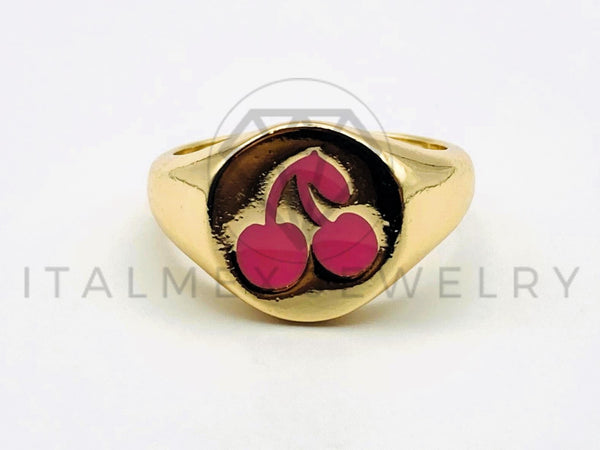 Anillo de Dama - 105567 - Diseño Cerezas Color Rosa Oro Laminado 18K