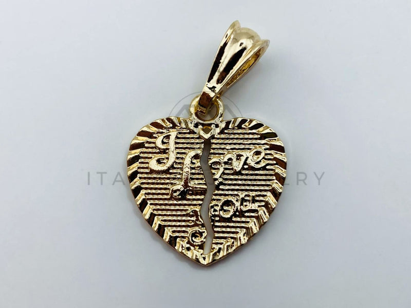 Dije de Lujo - 105730 - Dije Corazon Partido I Love You Oro Laminado 18K