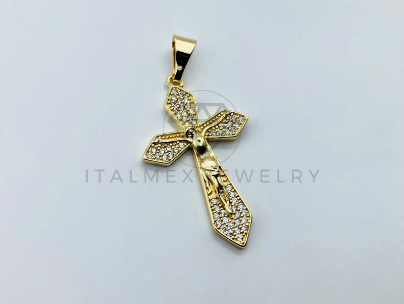 Dije de Lujo - 105724 - Dije Cristo Circonia Clara Oro Laminado 18K