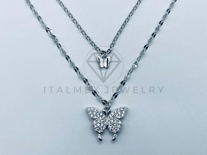 Collar de Lujo - 105687 - Estilo Mariposas Circonia Clara Plata .925