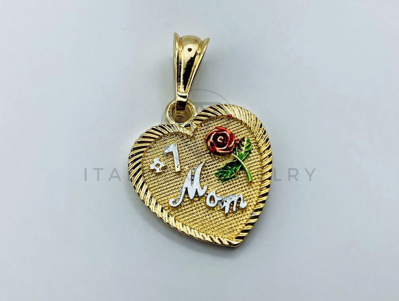 Dije de Lujo - 105729 - Dije Corazon #1 Mom Oro Laminado 18K