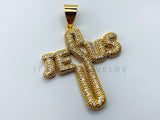 Dije de Lujo - 105701 - Dije Cruz HipHop Jesus Circonia Clara Oro Laminado 18K