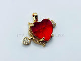 Dije de Lujo - 105725 - Dije Corazon y Flecha Circonia Roja Oro Laminado 18K