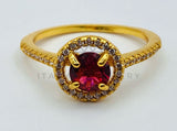 Anillo de Dama - 105759 - Anillo Solitario Circonia Roja Oro Laminado 18K