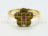 Anillo de Dama - 105564 - Diseño Flor de Esmalte Amarillo Oro Laminado 18K