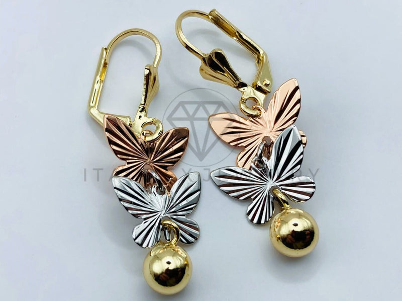 Arete de Lujo - 105779 - Arete Mariposas Laser Oro Laminado 18K