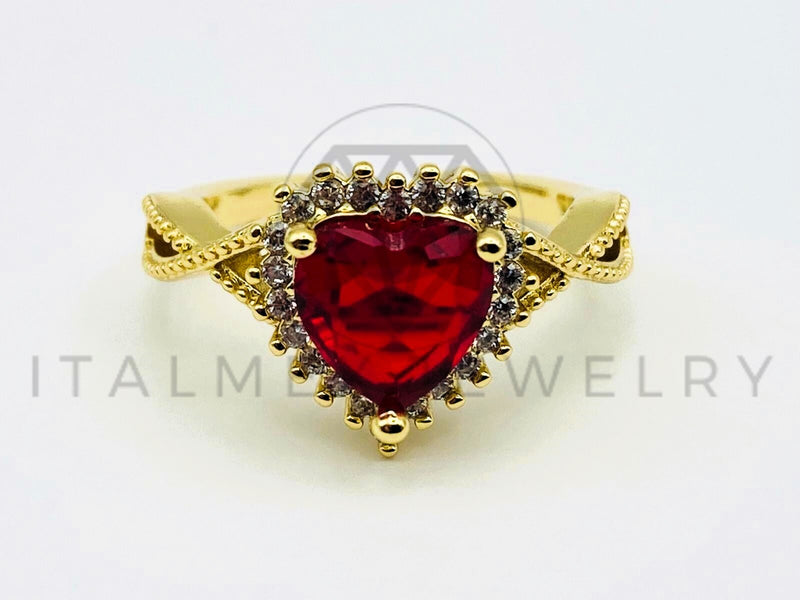 Anillo de Dama - 105579 - Anillo Corazon Circonia Rosa Oro Laminado 18K