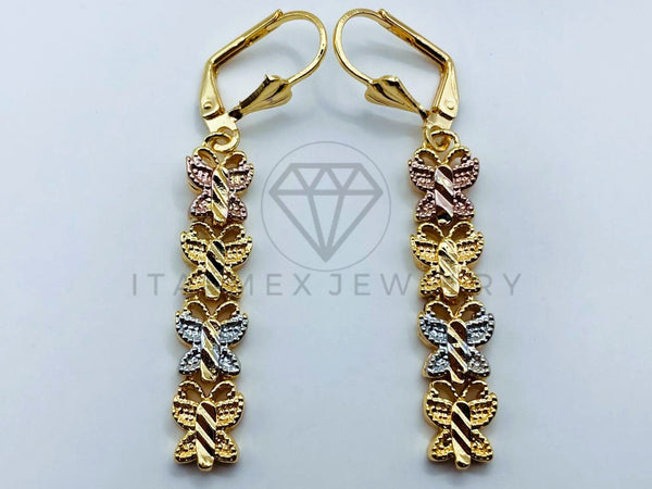 Arete de Lujo - 105778 - Arete Mariposas Diamantadas Oro Laminado 18K
