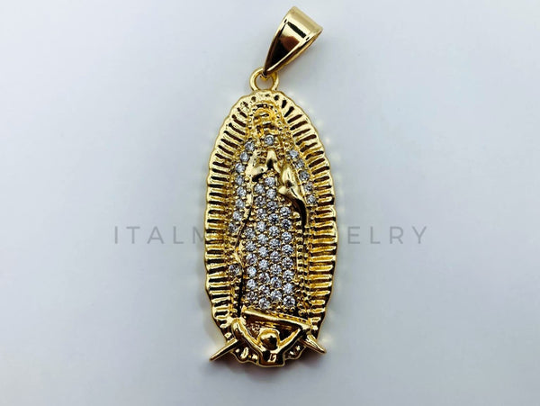 Dije de Lujo - 105705 - Dije Virgen de Guadalupe Circonia Clara Mediano Oro Laminado 18K