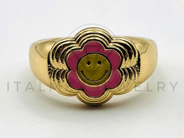 Anillo de Dama - 105565 - Diseño Graduacion Flor Amarilla y Rosa Oro Laminado 18K