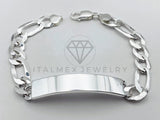 Pulsera de Lujo - Esclava Figaro Placa Lisa 6mm Plata .925