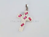 Dije Religioso - 105159 - Dije Cruz Pasta Circonia Rosa Plata .925