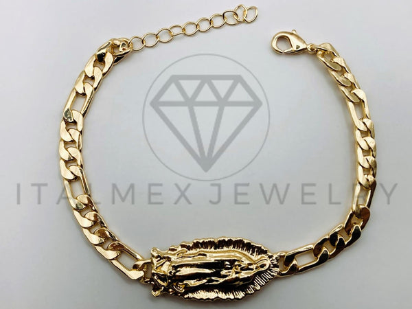 Pulsera de Lujo - 105628 - Esclava Cubana Virgen Guadalupe Oro Laminado 18K