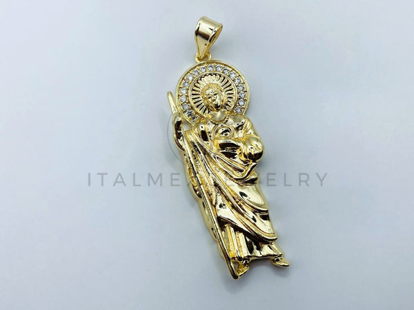 Dije de Lujo - 105695 - Dije San Judas Circonia Clara Grande Oro Laminado 18K