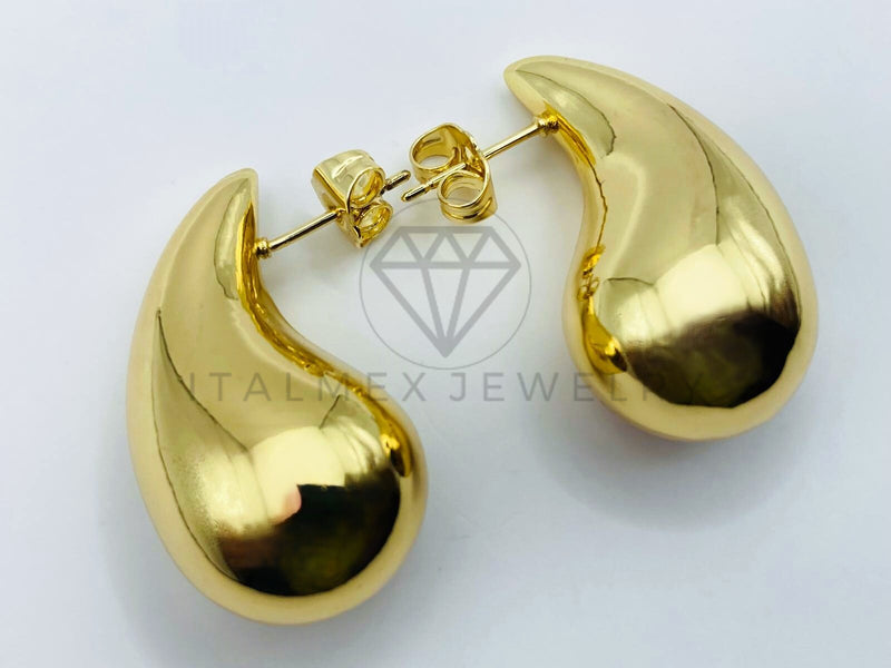 Arete de Lujo - 105787 - Arete Gota Lisa Dorada Oro Laminado 18K