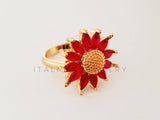 Anillo de Dama - 105381 - Anillo Girasol con Circonia Roja Oro Laminado 18K